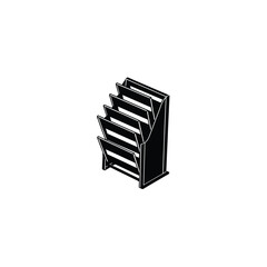 A metal and canvas magazine rack on a white background