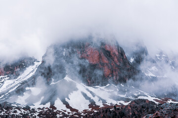 Morning mist in the Dolomites in South Tyrol, Italy.