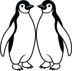 Penguin engraving artwork for polar animal themes
