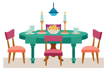 Dining table vector art illustration 