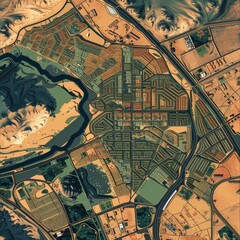 Obraz premium Vector city map of Jaxan, Saudi Arabia, highlighting its modern urban infrastructure Middle Eastern charm