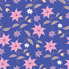 Watercolor seamless pattern with garden flowers. Vintage spring or summer floral pattern. Flower seamless pattern. Botanical art. Wedding floral