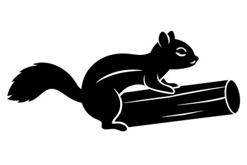 Chipmunk exploring a fallen logo silhouette vector design on a white background