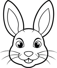 Playful easter bunny face line art great for kids to color in their coloring books
