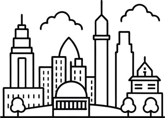 Kids can color beautiful city skylines with this line art coloring book
