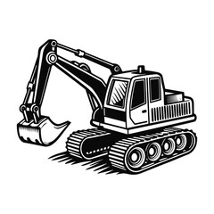 excavator silhouette vector illustration