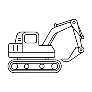 black outline excavator construction vehicle clip art preview