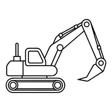 black outline excavator construction equipment clip art preview