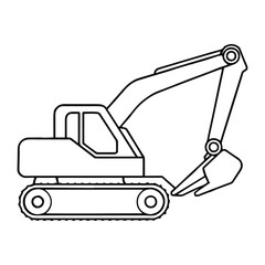 excavator line art vector illustration