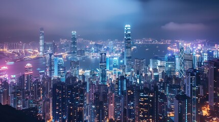Obraz premium Hong Kong Skyline at Night