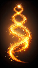 a luminous golden spiral, reminiscent of a firework or a sunburst, radiating from the center outward. on dark background