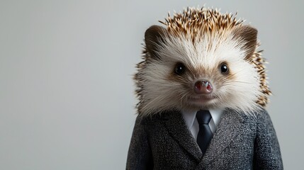 Formal Hedgehog in Business Suit Portrait