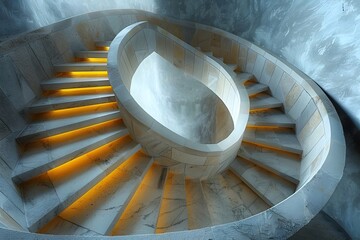 Fototapeta premium Elegant Spiral Staircase with Illuminated Steps in a Modern Design