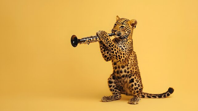 Leopard Musician Plays the Clarin in the Wild