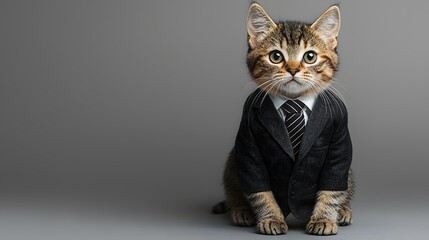 Sophisticated Feline in Formal Business Attire