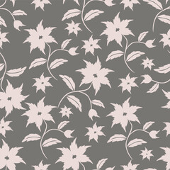 Hand drawn flowers seamless pattern
