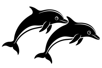 Fototapeta premium Dolphin silhouette vector design on a white background