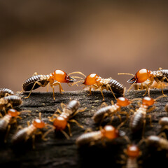 Termites or white ants colony close-up insect bug