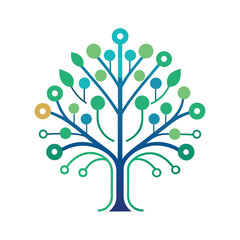 Obraz premium Minimalist Technology Tree Vector Logo Illustration on White Background
