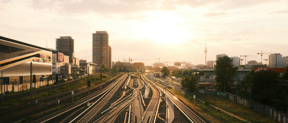 railway at sunset