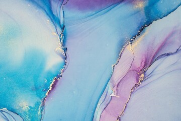 Naklejka premium Original artwork photo of marble ink abstract art. High resolution photograph from exemplary original painting. Abstract painting was painted on HQ paper texture to create smooth marbling pattern.