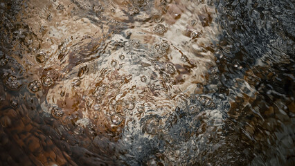 Bubbling water in a garden fountain