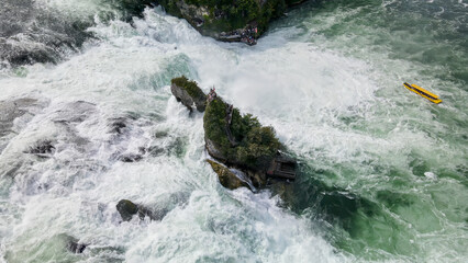 Rheinfall as a huge German waterfall from top