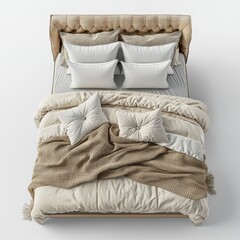 Obraz premium Classic bed with pillow and throw created with generated ai