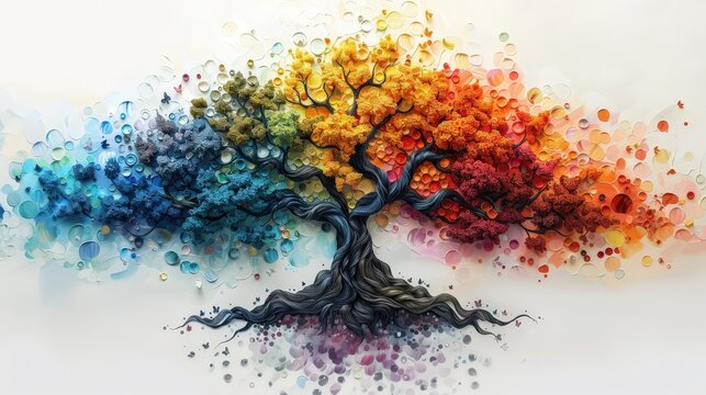 tree of life, illustration, abstract art, design scene, wallpaper, abstract background