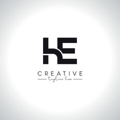 HE EH Alphabet Letters Monogram Logo Design. Initial Vector Template.