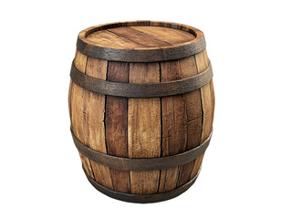 wooden barrel isolated on white, transparent png cutout