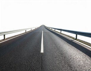 Fototapeta premium Straight asphalt road isolated on white background