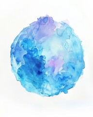 Fototapeta premium Watercolor Circle Painting. Abstract Aquarelle Art Background with Blue Blot