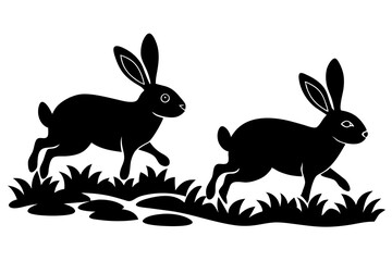 Rabbit running through a field