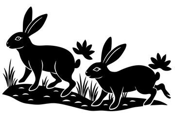 Rabbit running through a field