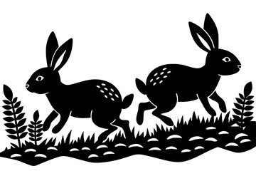 Rabbit running through a field