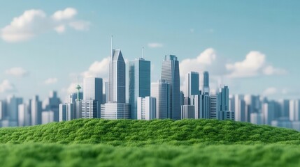 Obraz premium A smart city ecosystem where everything from transport to waste is managed sustainably by AI, urban development, sustainability, technological innovation