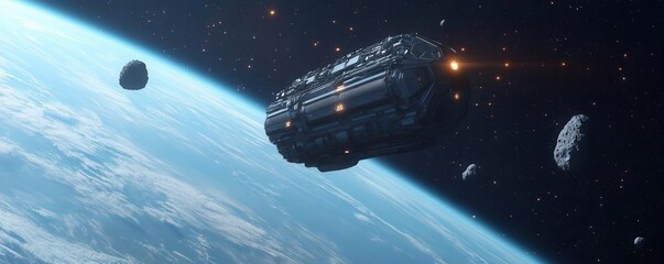 A defense system in space designed to neutralize asteroids and other cosmic threats before they reach Earth, Earth defense, space exploration, technological innovation