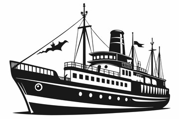 ship vector silhouette illustration. vintage Sailing bote