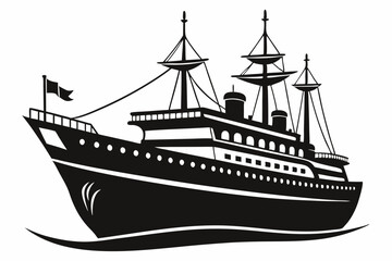 ship vector silhouette illustration. vintage Sailing bote