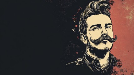 Brutal man with a beard and a moustache