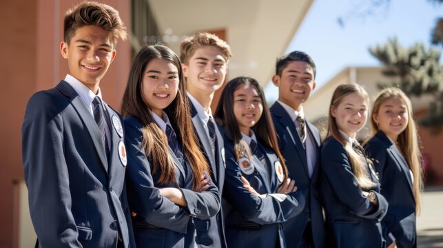 The group of uniformed students