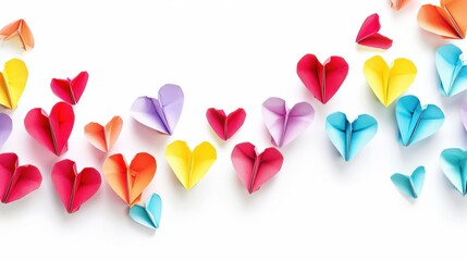 Valentines Day Border. Red and White Heart-Shaped Border for Love Background