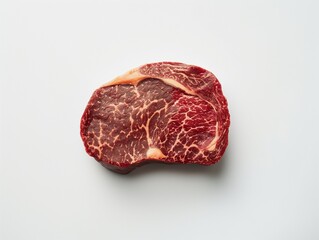 Fototapeta premium A steak of thick cut. Fresh, juicy raw marbling meat. AI generated