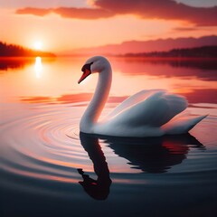 Fototapeta premium swan at sunset