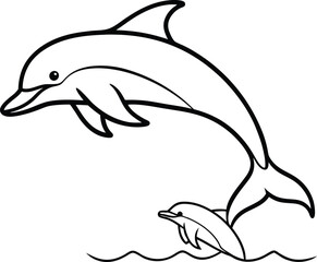 Dolphin with baby coloring book offers fun and imaginative art for kids who love sea creatures
