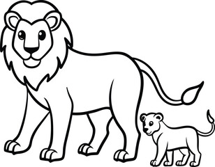 Delightful pair of lions line art designed for kids to color and enjoy endless hours of fun
