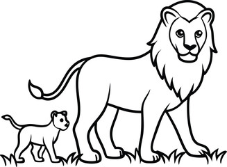 Fun and simple lion line art ideal for kids coloring books creating joyful and colorful lion drawings