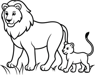 Adorable pair of lion illustrations for kids coloring books to bring out the artist in every child
