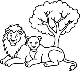 Easy and fun lion line art designed for kids to color in their favorite book and enjoy hours of creativity
